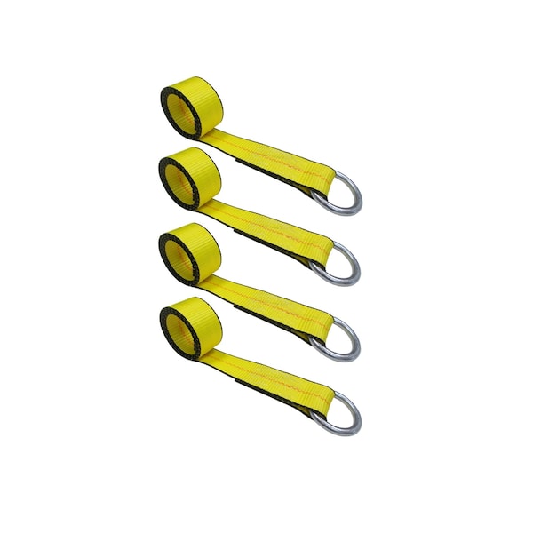 Tie 4 Safe 2" x 10' Lasso Strap w/ O Ring Auto Tie Down Wheel Lift Tow Truck Trailer Yellow, 4PK TWS21-510-W9-Y-C-4 - main